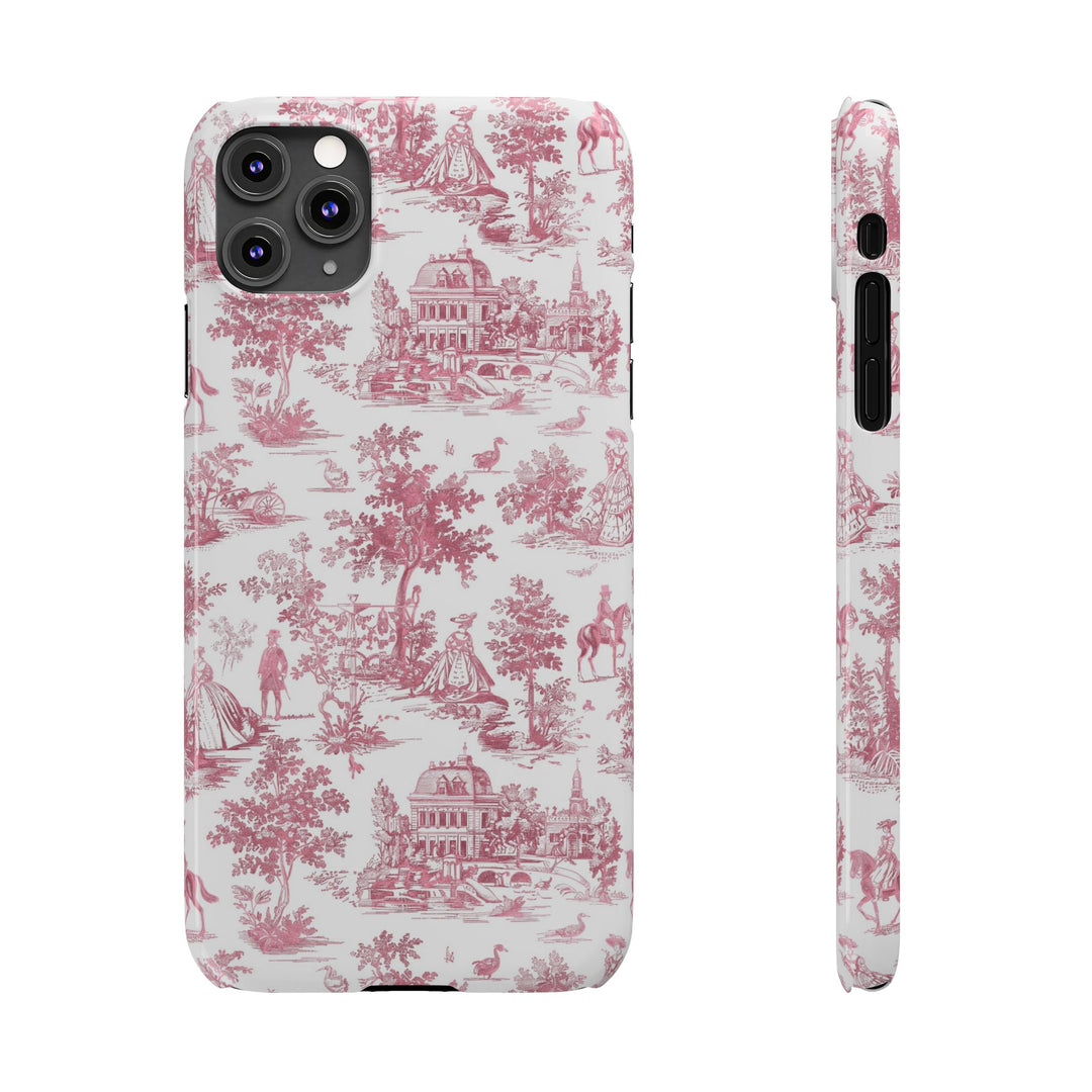 Slim Pink Vintage French Toile Cute Phone Cases for Iphone 16 Pro Max | iPhone 15 Case | iPhone 15 Pro Max Case, Iphone 14, Iphone 14 Pro Max, Iphone 13 12 11 8 7 - Studio40ParkLane