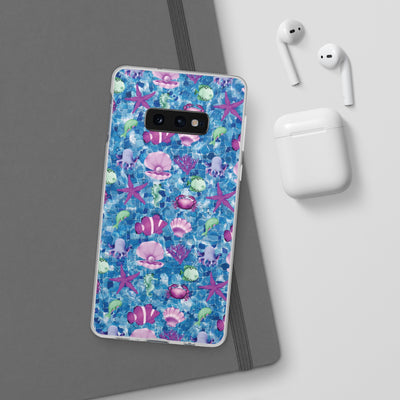 Cute Flexi Samsung Phone Cases, Blue Pink Under The Sea Galaxy S23 Phone Case, Samsung S22 Case, Samsung S21 Case, S20 Plus
