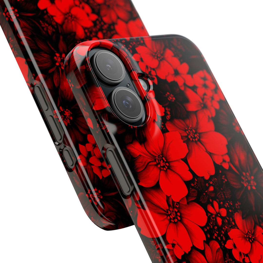Slim Cute Phone Cases for Iphone - | iPhone 15 Case | iPhone 15 Pro Max Case, Iphone 14 Case, Iphone 14 Pro Max, Iphone 13, Red Black Flowers - Studio40ParkLane