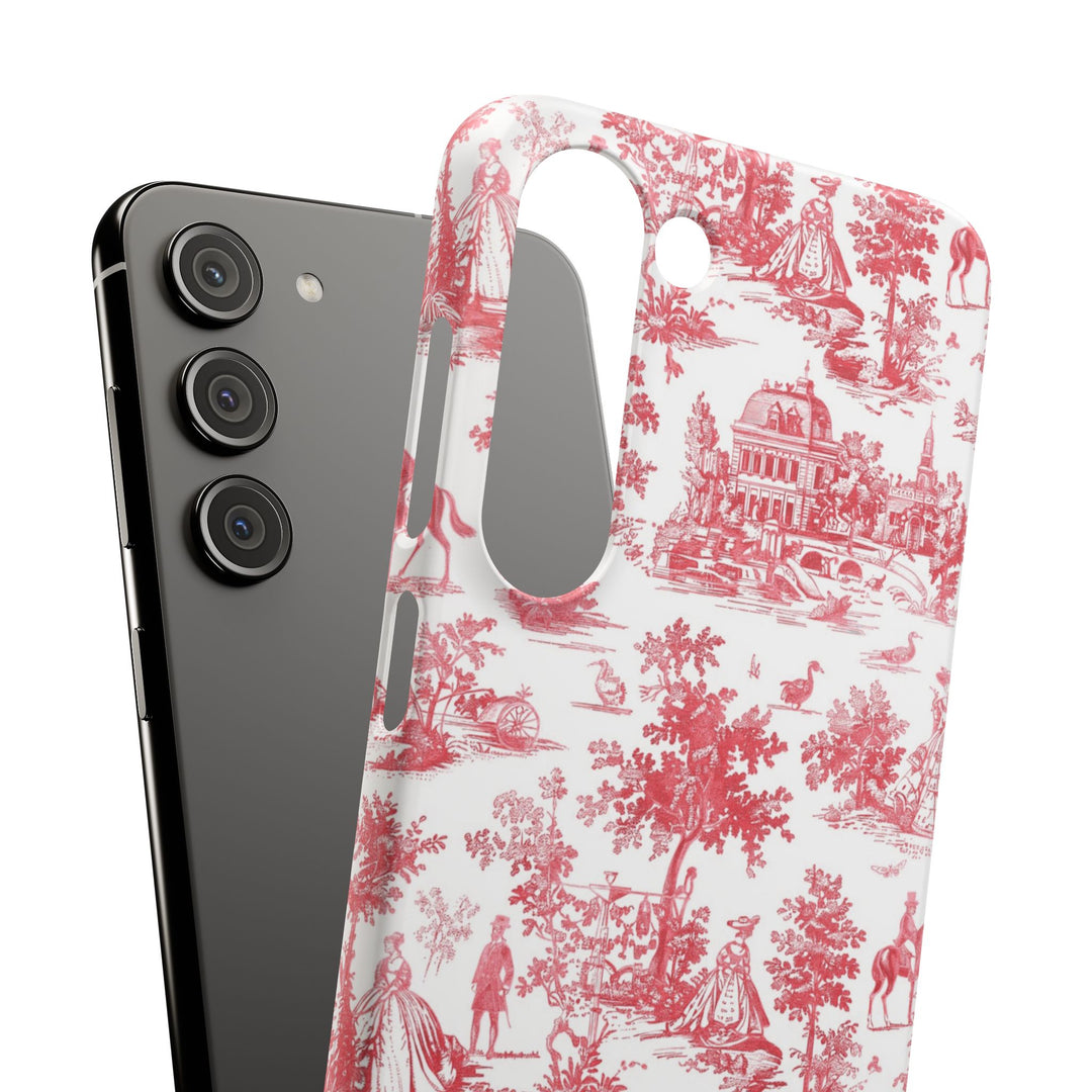 Snap French Toile Personalized Initial Custom Gift for Her Cute Phone Cases for Samsung S24, S23, S22, S21, S20, Plus and Ultra and Iphone, 16, 15, 14, 13, 12, 11. 10 - Studio40ParkLane