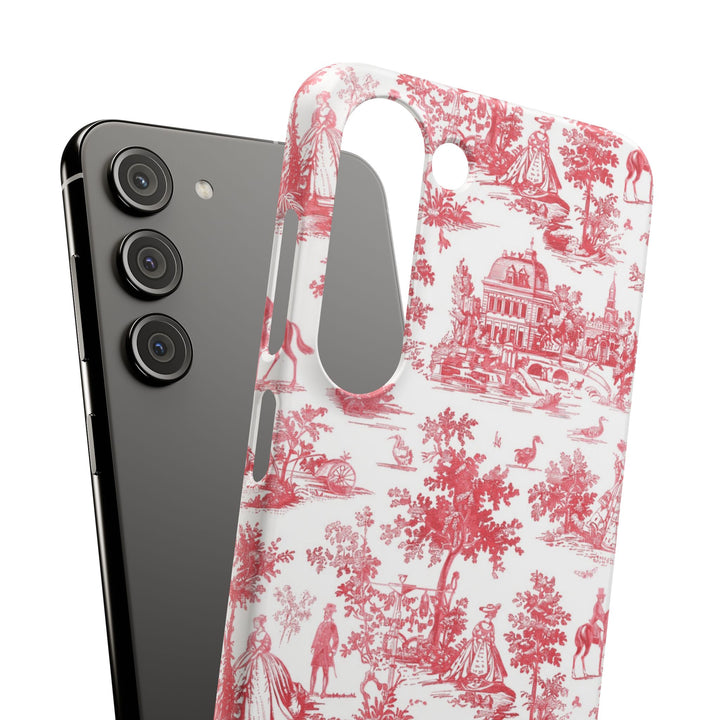 Snap French Toile Personalized Initial Custom Gift for Her Cute Phone Cases for Samsung S24, S23, S22, S21, S20, Plus and Ultra and Iphone, 16, 15, 14, 13, 12, 11. 10 - Studio40ParkLane