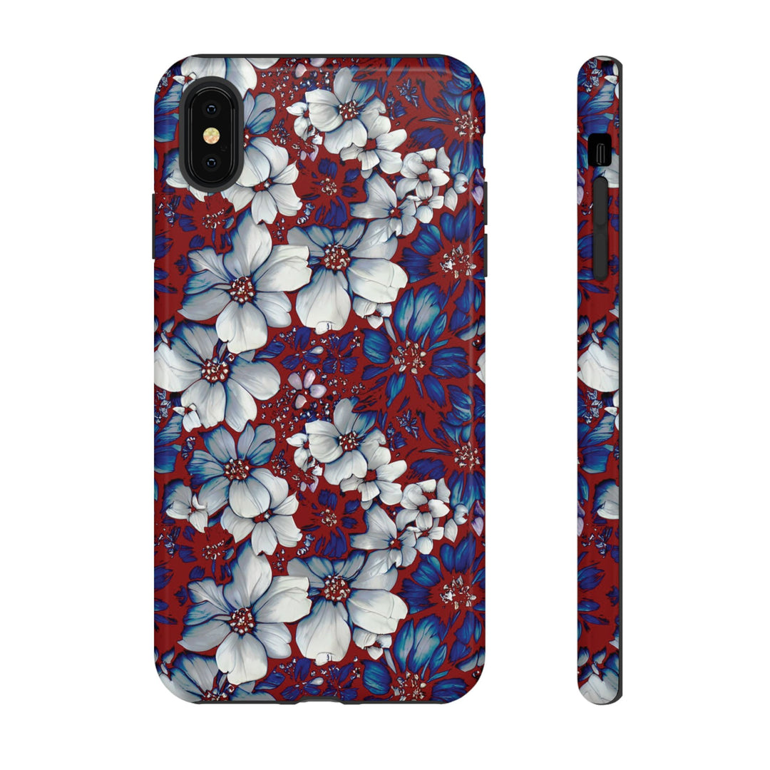 Cute IPhone Case | Red Blue Flowers, iPhone 15 Case | iPhone 15 Pro Case, Iphone 14 Case, Iphone 14 Pro Max Case, Protective Iphone Case - Studio40ParkLane