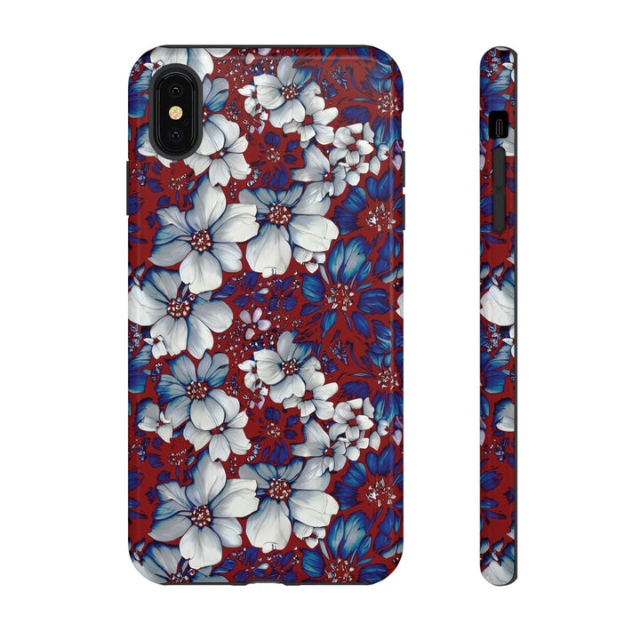 Cute IPhone Case | Red Blue Flowers, iPhone 15 Case | iPhone 15 Pro Case, Iphone 14 Case, Iphone 14 Pro Max Case, Protective Iphone Case - Studio40ParkLane