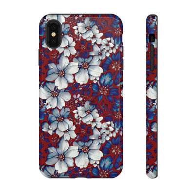 Cute IPhone Case | Red Blue Flowers, iPhone 15 Case | iPhone 15 Pro Case, Iphone 14 Case, Iphone 14 Pro Max Case, Protective Iphone Case