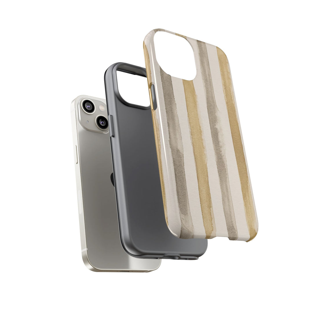 Tough Cute Brown Beige Stripes Phone Case, for IPhone 17 Pro Max | Iphone 17 Air, Iphone 16, IPhone 15, 14 13 12, Samsung Galaxy S26, S25, S24, S23 - Studio40ParkLane