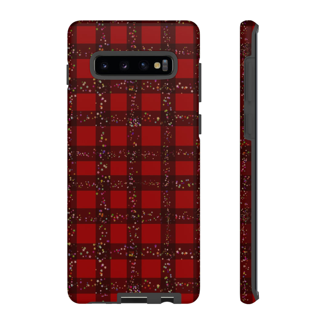 Samsung Phone Cases, Designer Samsung Galaxy S23 Phone Case, Samsung S22 Case, Samsung S21 Case, Samsung S20 Case, Red Festive Plaid - Studio40ParkLane