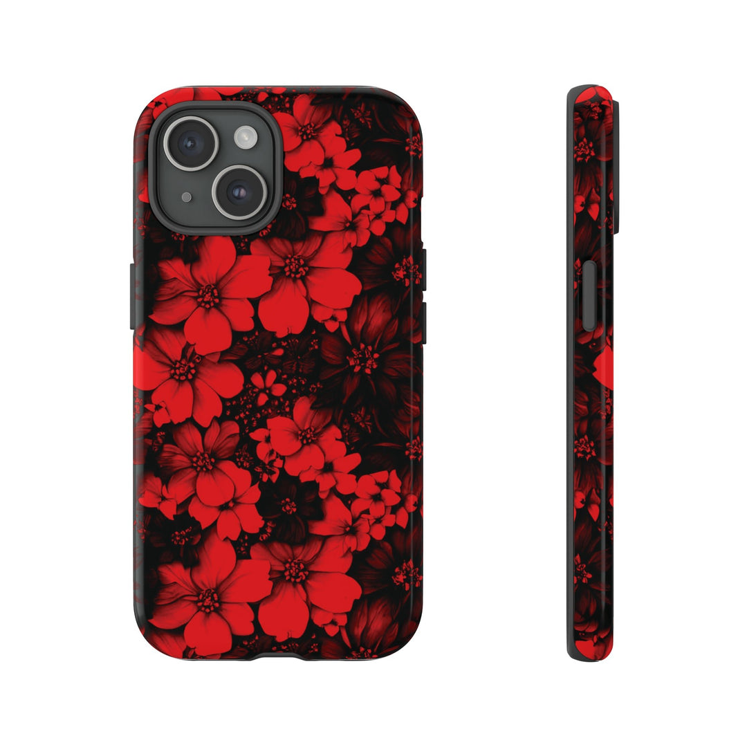 Cute IPhone Case | Red Black Flowers, iPhone 15 Case | iPhone 15 Pro Case, Iphone 14 Case, Iphone 14 Pro Max Case, Protective Iphone Case - Studio40ParkLane