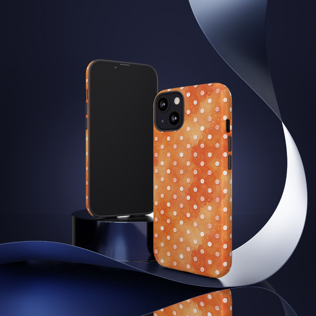 Aesthetic Tough Orange Polka Dots Watercolor Phone Case - For iPhone 17 Pro Max iPhone 16 Pro iPhone 15 Iphone 14 Plus 13 Pro 12 11 10 XR - Studio40ParkLane