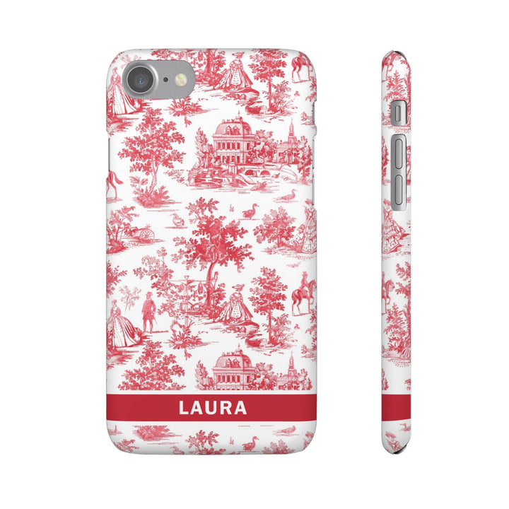 Snap French Toile Personalized Initial Custom Gift for Her Cute Phone Cases for Samsung S24, S23, S22, S21, S20, Plus and Ultra and Iphone, 16, 15, 14, 13, 12, 11. 10 - Studio40ParkLane