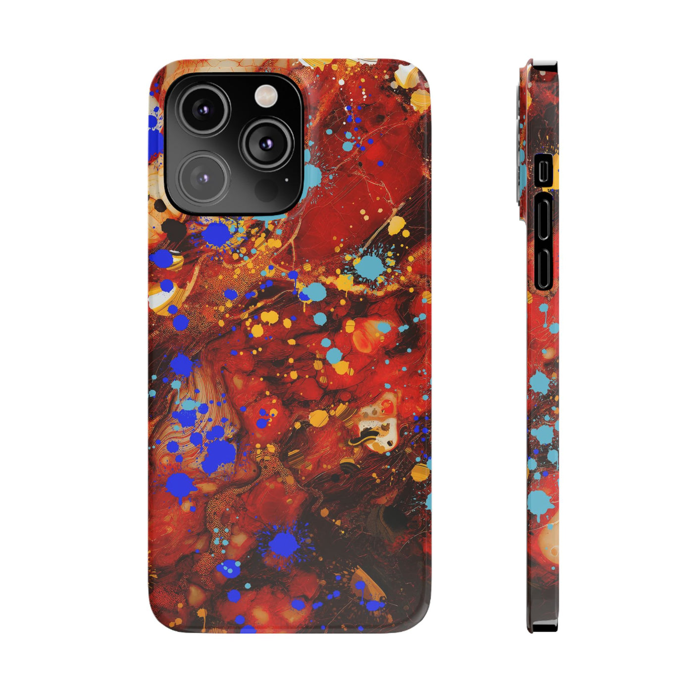 Slim Cute iPhone Cases - | iPhone 15 Case | iPhone 15 Pro Max Case, Iphone 14 Case, Iphone 14 Pro Max, Iphone 13, Fall Marble Paint Splash