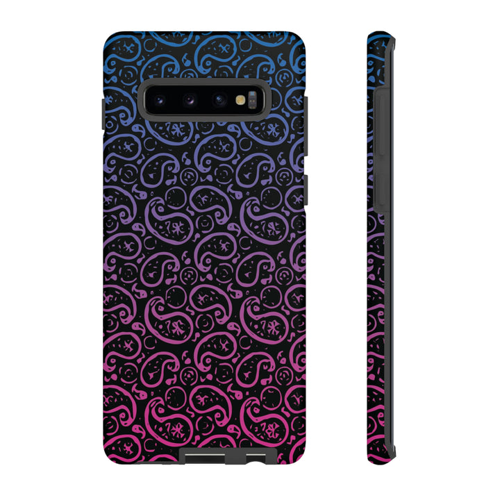Cool Phone Case | Aesthetic Phone Case | Paisley Blue Pink Black | For Samsung Galaxy S23, S22, S21, S20 | Luxury Double Layer | Cute - Studio40ParkLane