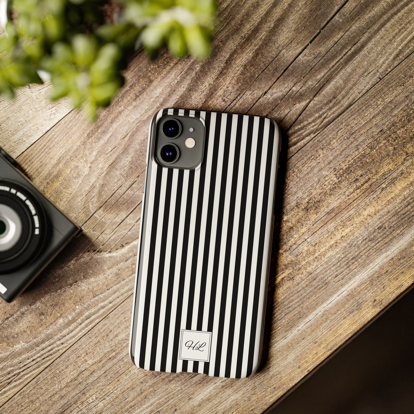 Slim Custom Personalized Black White Striped Phone Case for Iphone 16 - | iPhone 15 Pro Max Case | iPhone 14 Case Iphone 13 12 11 10 9 8 - Studio40ParkLane