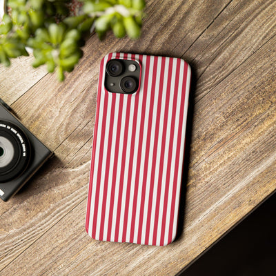 Slim Red Winterberry Striped Cute Phone Case for Iphone 16 - | iPhone 15 Pro Max Case | iPhone 14 Case 13 12 11 10 9 8 7 X XS Gift for Her