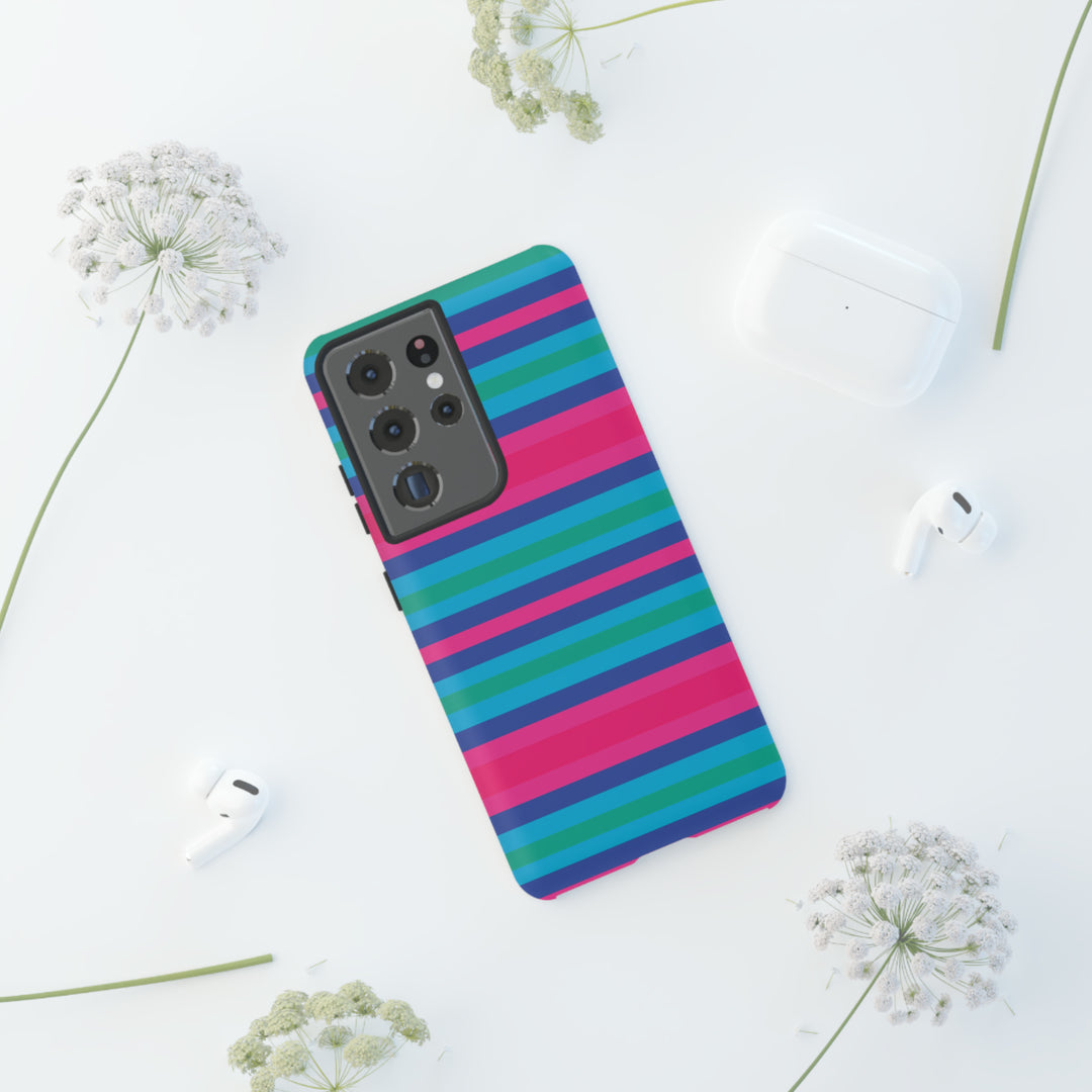 Cute Samsung Phone Case | Aesthetic Samsung Phone Case | Stripes Blue Pink | Galaxy S23, S22, S21, S20 | Luxury Double Layer | Cool - Studio40ParkLane
