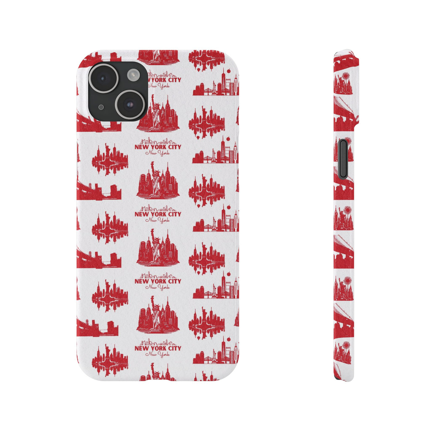 Slim New York Skyline Red Collage Coquette Gift for Her Cute Phone Cases for Iphone 16 Pro Max | iPhone 15 Case | iPhone 15 Pro Max Case, Iphone 14, Iphone 14 Pro Max, Iphone 13 12 11 8 7