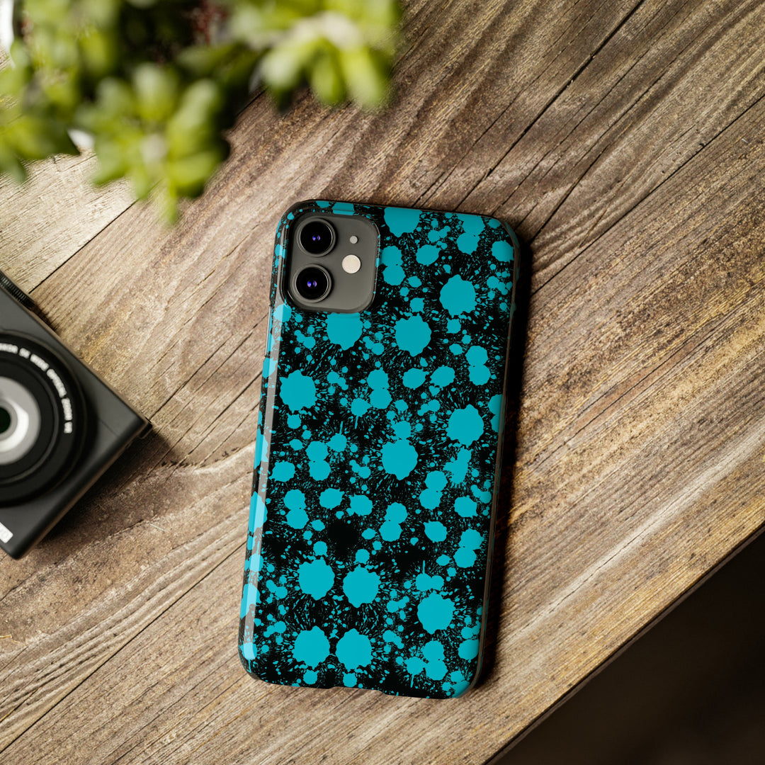 Slim Cute Phone Cases for Iphone - | iPhone 15 Case | iPhone 15 Pro Max Case, Iphone 14 Case, Iphone 14 Pro Max, Iphone 13, Blue Paint Blots Splash - Studio40ParkLane