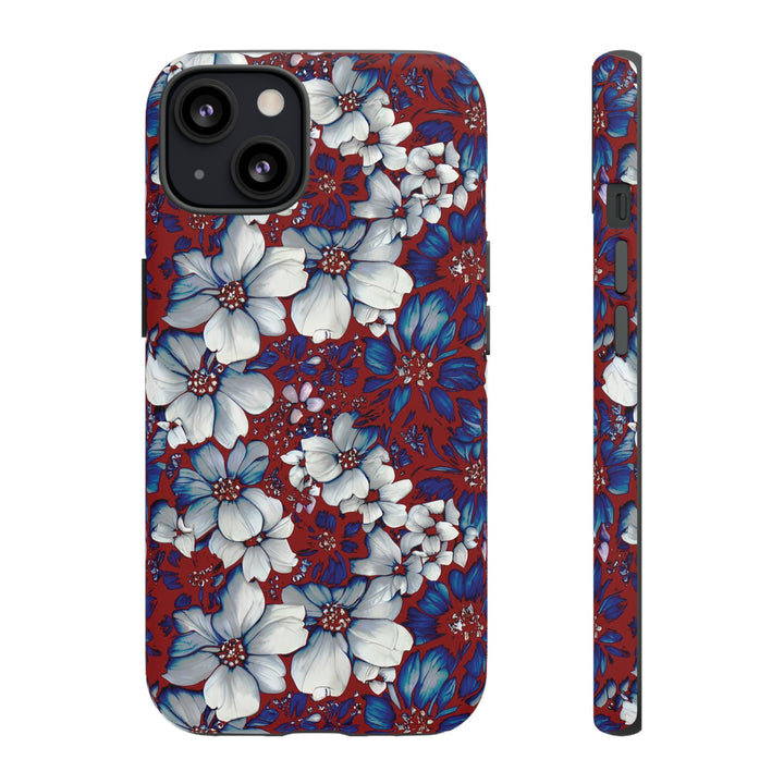 Cute IPhone Case | Red Blue Flowers, iPhone 15 Case | iPhone 15 Pro Case, Iphone 14 Case, Iphone 14 Pro Max Case, Protective Iphone Case - Studio40ParkLane