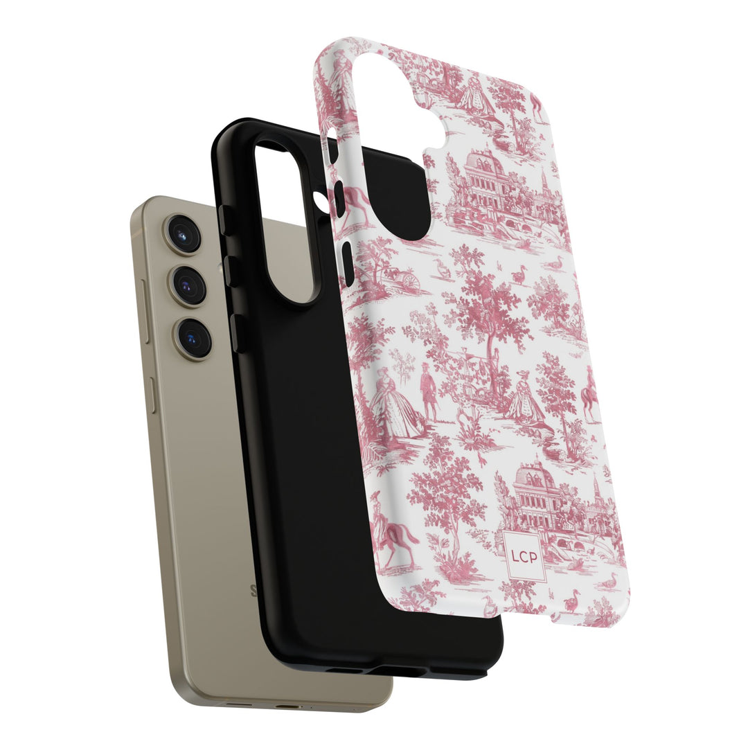 Personalized Custom French Toile Tough Cute Phone Case For Apple iPhone 18, 17, 16, 15 14, Pro Max, Samsung Galaxy S26, S25, S24 Plus Ultra