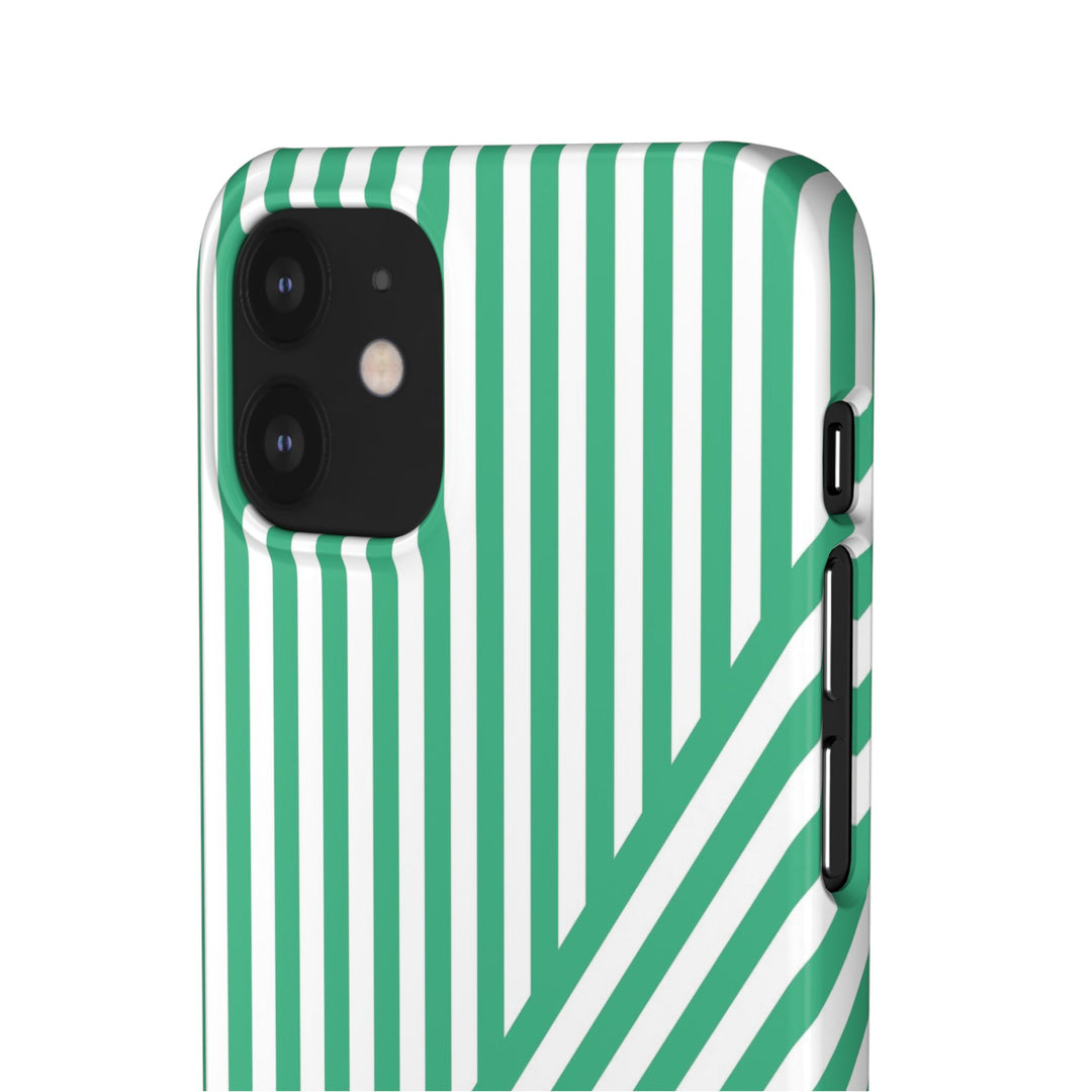 Aesthetic Emerald Stripes Cute Phone Case Sleek Snap - For iPhone 17 Pro Max iPhone 16 Pro iPhone 15 Iphone 14 Plus 13 Pro 12 11 10 Gift