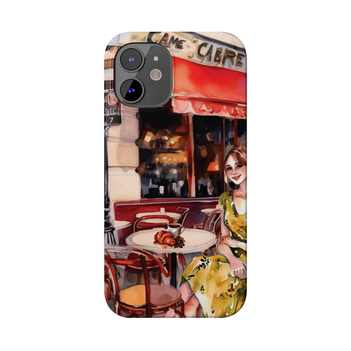 Slim Cute Phone Cases for Iphone - | iPhone 15 Case | iPhone 15 Pro Max Case, Iphone 14 Case, Iphone 14 Pro Max, Iphone 13, Paris Cafe Coffee Croissant - Studio40ParkLane