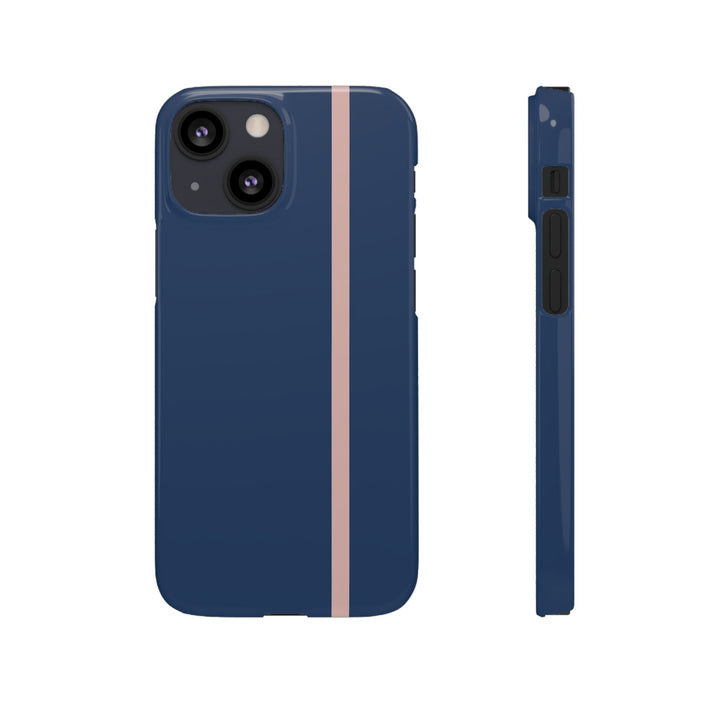 Sleek Navy Blue Pink Stripe Snap Phone Case for iPhone 18 17 16 15 14 13 Pro Max, Samsung Galaxy S26 S25 Ultra Lightweight Cute Phone Case - Studio40ParkLane
