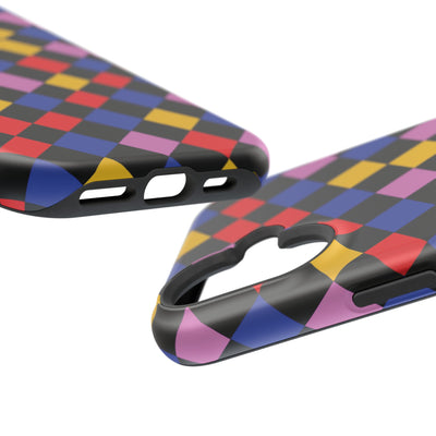 Aesthetic Colorful Checkerboard Tough Magsafe Phone Case - For iPhone 17 Pro Max iPhone 16 Pro iPhone 15 Iphone 14 Plus 13 Pro 12 11 Gift - Studio40ParkLane