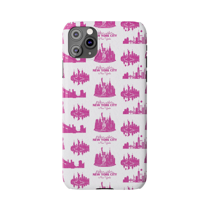 Slim New York Skyline Pink Collage Coquette Gift for Her Cute Phone Cases for Iphone 16 Pro Max | iPhone 15 Case | iPhone 15 Pro Max Case, Iphone 14, Iphone 14 Pro Max, Iphone 13 12 11 8 7 - Studio40ParkLane