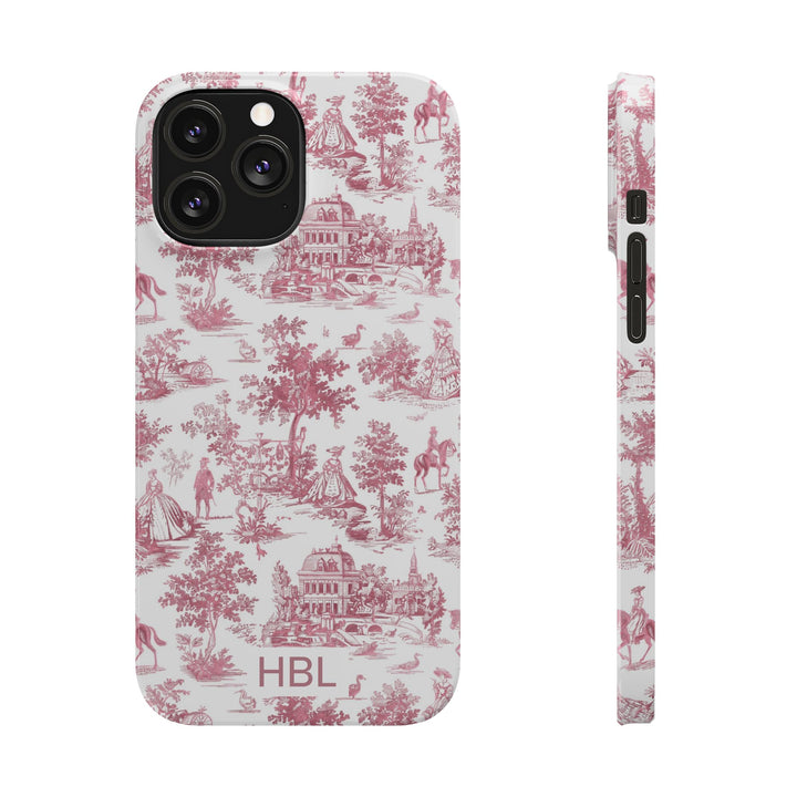 Slim Personalized Slim Pink Vintage French Toile Cute Phone Cases for Iphone 16 Pro Max | iPhone 15 Case | iPhone 15 Pro Max Case, Iphone 14, Iphone 14 Pro Max, Iphone 13 12 11 8 7 - Studio40ParkLane