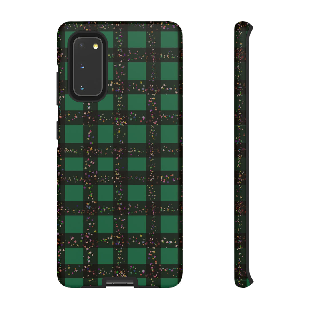 Cute Samsung Phone Cases, Designer Samsung Galaxy S23 Phone Case, Samsung S22 Case, Samsung S21 Case, Samsung S20 Case, Green Festive Plaid - Studio40ParkLane