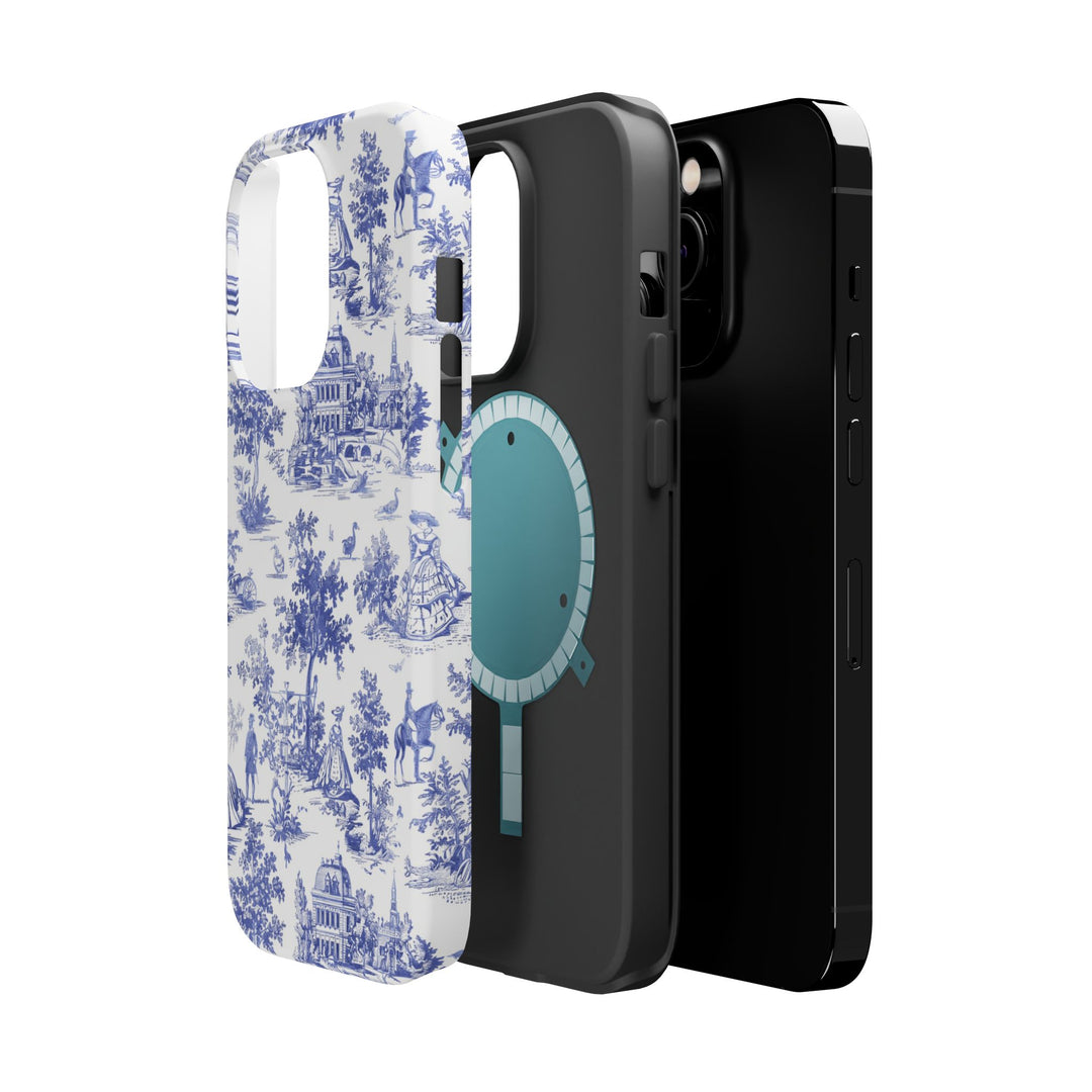 Blue Toile Magnetic Impact-Resistant Cute Phone Case for Iphone 16, iPhone 15 Pro Max Plus 14, 13, 12, 11 Gift for her - Studio40ParkLane