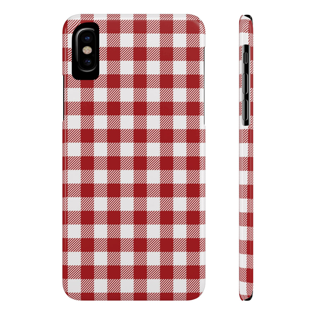 Slim Red Gingham Gift for Her Cute Phone Cases for Iphone 16 Pro Max | iPhone 15 Case | iPhone 15 Pro Max Case, Iphone 14, 13, 12, 11, 10, 8, 7 - Studio40ParkLane