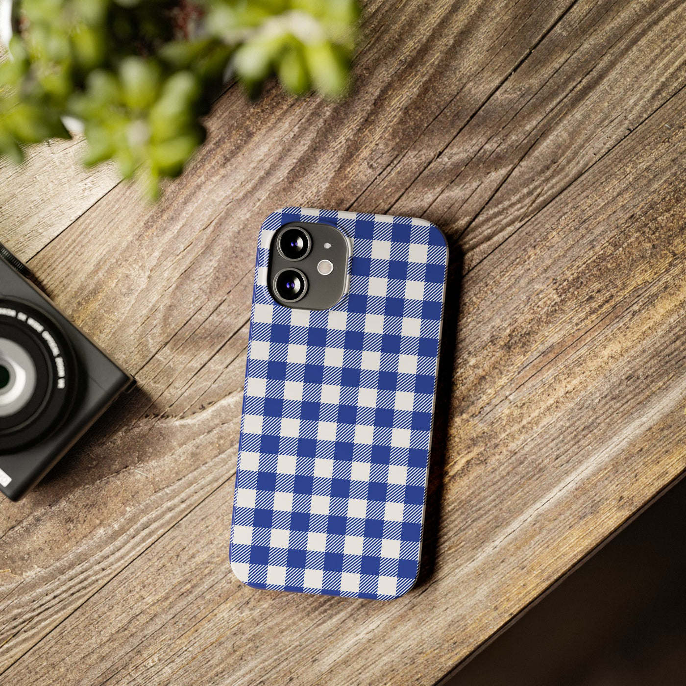 Slim Blue Gingham Gift for Her Cute Phone Cases for Iphone 16 Pro Max | iPhone 15 Case | iPhone 15 Pro Max Case, Iphone 14, 13, 12, 11, 10, 8, 7