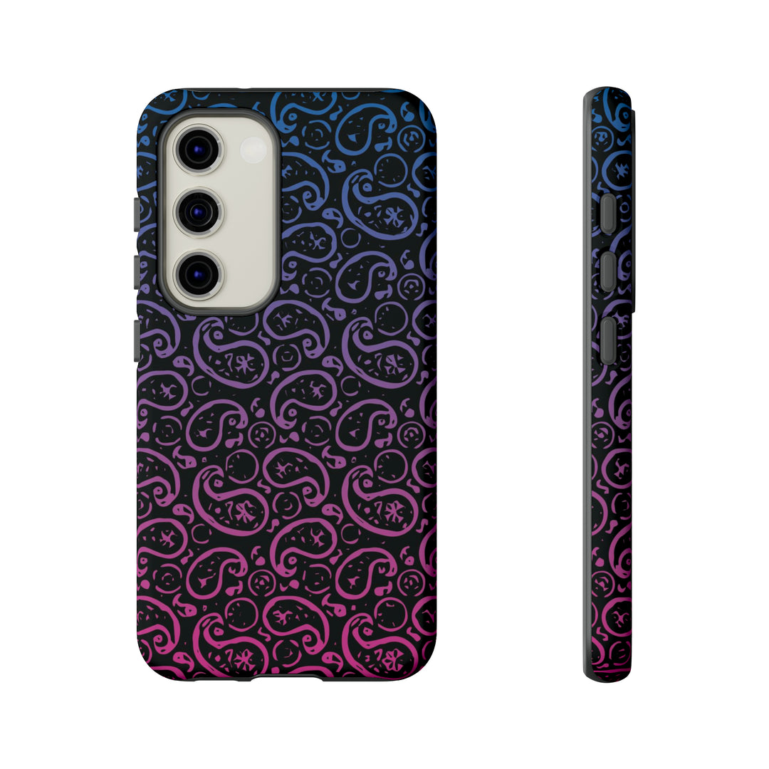 Cool Phone Case | Aesthetic Phone Case | Paisley Blue Pink Black | For Samsung Galaxy S23, S22, S21, S20 | Luxury Double Layer | Cute - Studio40ParkLane