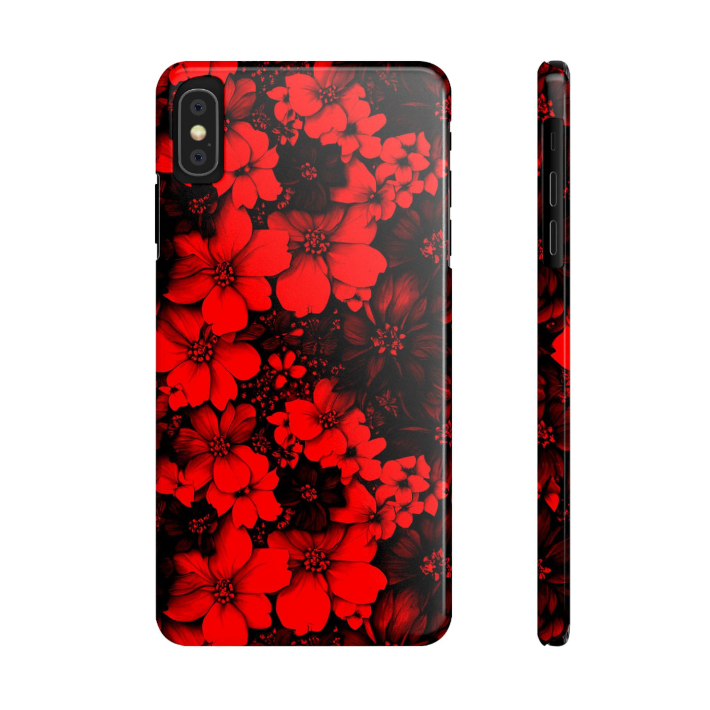 Slim Cute iPhone Cases - | iPhone 15 Case | iPhone 15 Pro Max Case, Iphone 14 Case, Iphone 14 Pro Max, Iphone 13, Red Black Flowers