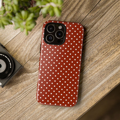 Aesthetic Tough Clay Red Polka Dots Premium Phone Case - For iPhone 17 Pro Max iPhone 16 Pro iPhone 15 Iphone 14 Plus 13 Pro 12 11 10 XR XS - Studio40ParkLane