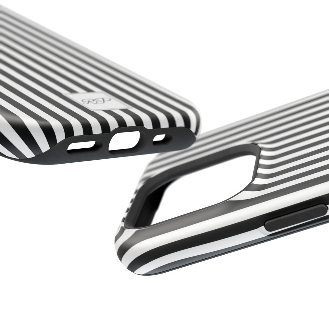 Custom Personalized Black White Striped Magsafe Phone Case for Iphone 17 - | iPhone 16 Pro Max Case | iPhone 15 Case Iphone 14 13 12 11 10 - Studio40ParkLane