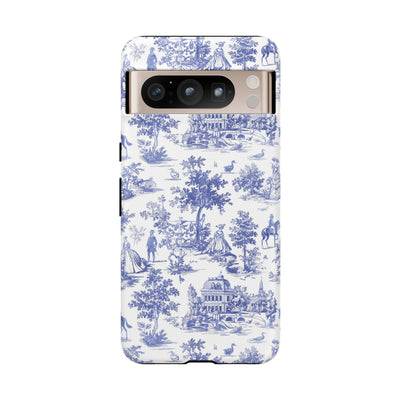 Premium Tough Blue French Toile Gift for Her Cute Phone Cases for Samsung and Iphone, 16, 15, 14, S24, S23, S22, S21, S20, Plus, Ultra, Pro