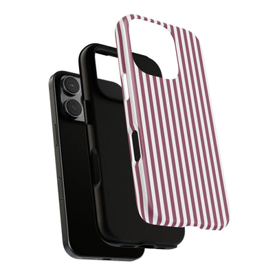 Tough Premium Old Claret Stripes Phone Case Gift for Her - For Apple iPhone 16 Pro Max 16e iPhone 15 Pro iPhone Iphone 14 Plus 13 Pro 12 SE XR - Studio40ParkLane