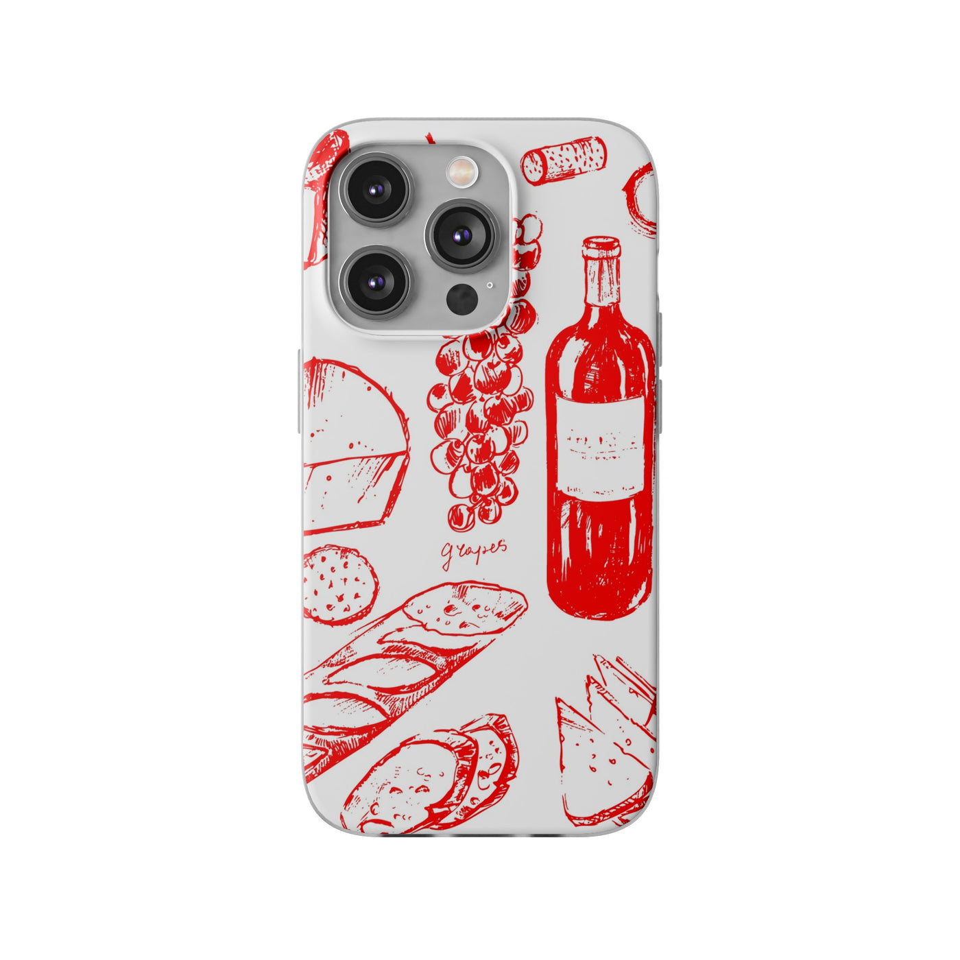 Cute Flexi Phone Cases, French Food Wine Red, Compatible with Samsung Galaxy S23, Samsung S22, Samsung S21, Samsung S20, Galaxy S20 Ultra