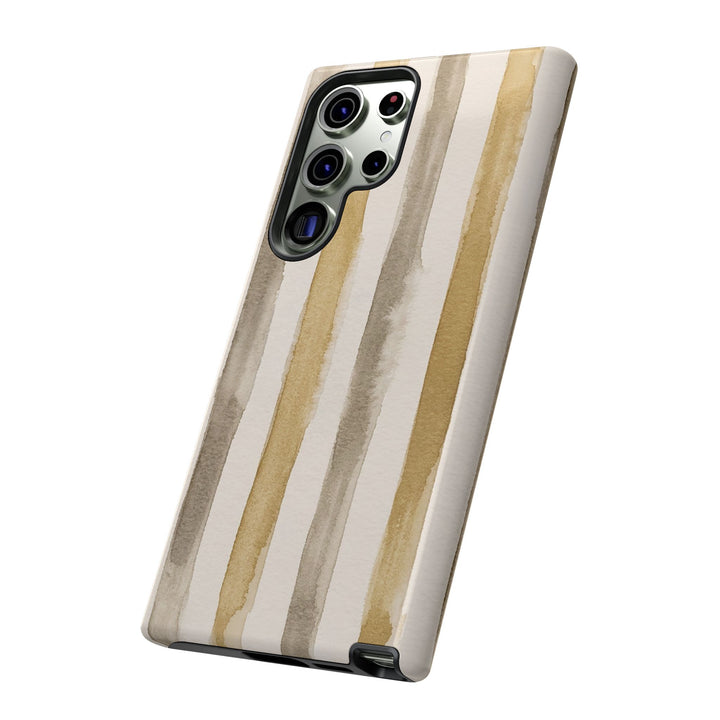 Tough Cute Brown Beige Stripes Phone Case, for IPhone 17 Pro Max | Iphone 17 Air, Iphone 16, IPhone 15, 14 13 12, Samsung Galaxy S26, S25, S24, S23 - Studio40ParkLane