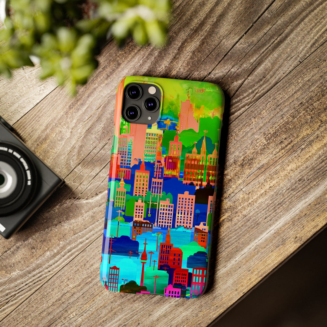 Slim Cute Phone Cases for Iphone - | iPhone 15 Case | iPhone 15 Pro Max Case, Iphone 14 Case, Iphone 14 Pro Max, Iphone 13, Summer City Skyline - Studio40ParkLane