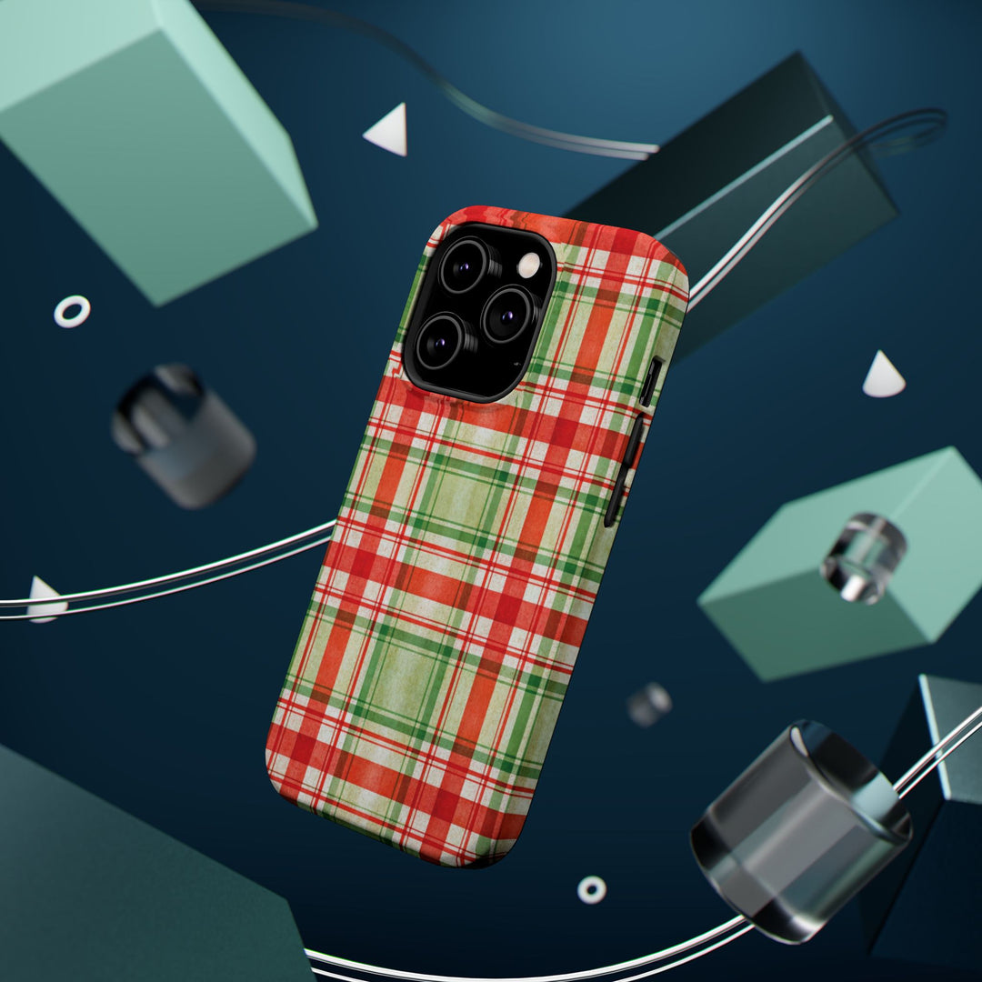 Aesthetic Tough Magsafe Red Green Checkered Phone Case - For iPhone 17 Pro Max iPhone 16 Pro iPhone 15 Iphone 14 Plus 13 Pro 12 11 10 - Studio40ParkLane