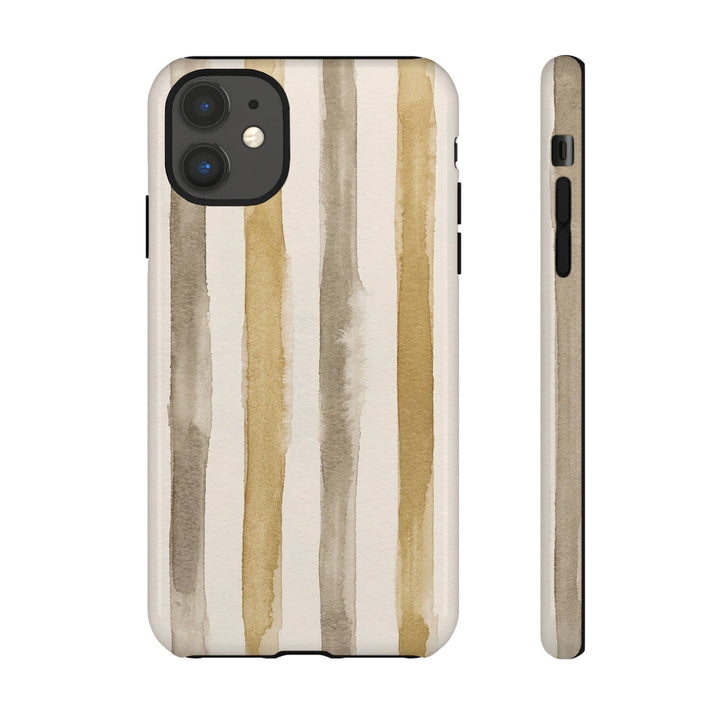 Tough Cute Brown Beige Stripes Phone Case, for IPhone 17 Pro Max | Iphone 17 Air, Iphone 16, IPhone 15, 14 13 12, Samsung Galaxy S26, S25, S24, S23 - Studio40ParkLane
