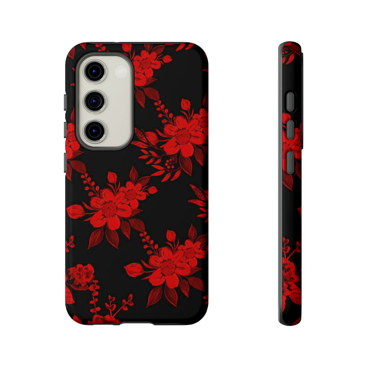 Cute Samsung Phone Case | Aesthetic Samsung Phone Case | Galaxy S23, S22, S21, S20 | Red Black Flowers, Protective Phone Case - Studio40ParkLane