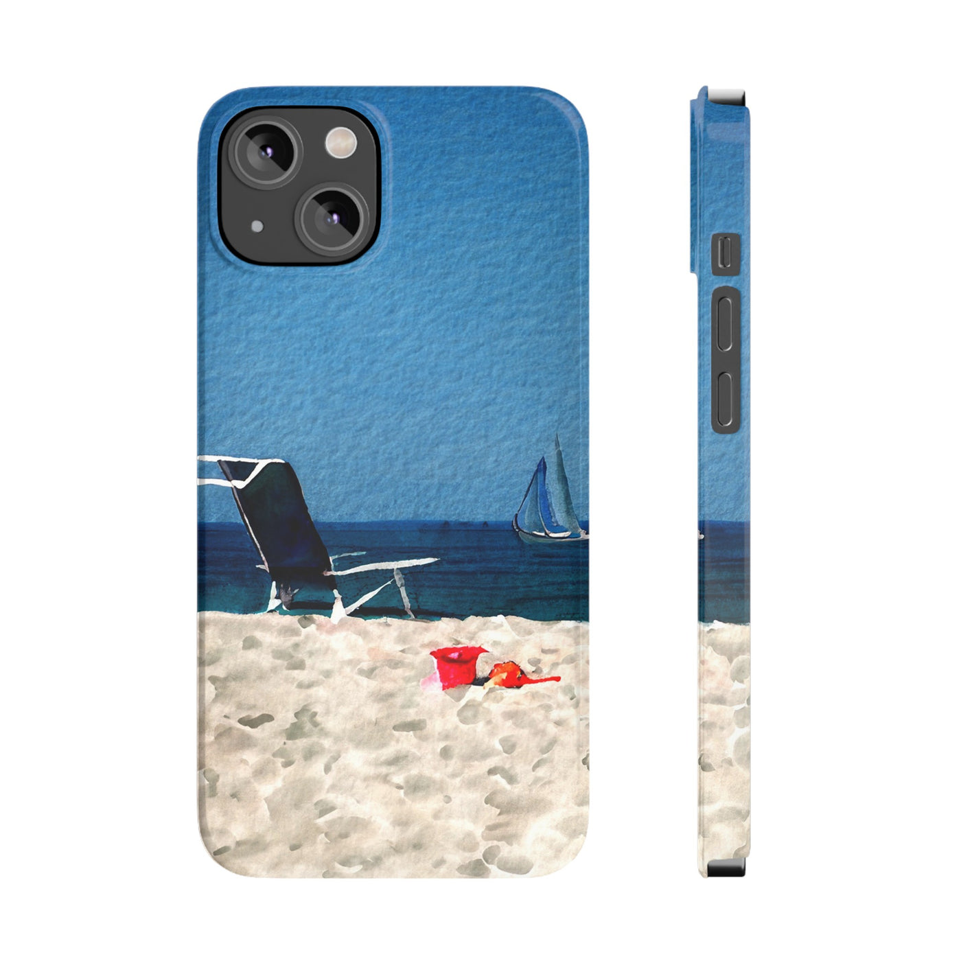 Slim Cute Phone Cases for Iphone - | iPhone 15 Case | iPhone 15 Pro Max Case, Iphone 14 Case, Iphone 14 Pro Max, Iphone 13, Summer Beach Chair Watercolor