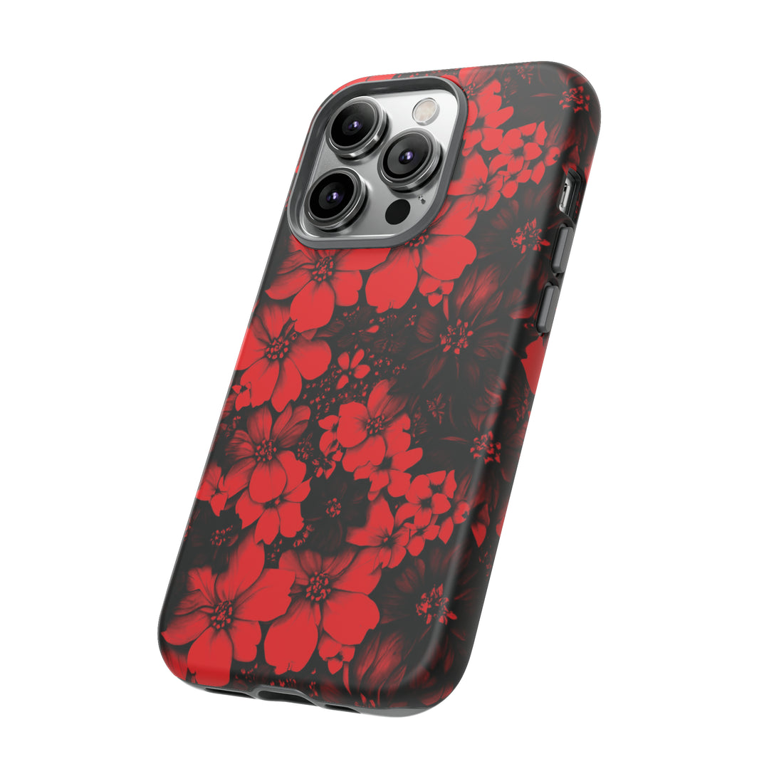 Cute IPhone Case | Red Black Flowers, iPhone 15 Case | iPhone 15 Pro Case, Iphone 14 Case, Iphone 14 Pro Max Case, Protective Iphone Case - Studio40ParkLane