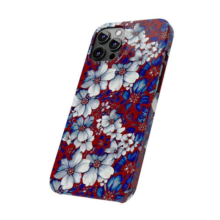 Slim Cute Phone Cases for Iphone - | iPhone 15 Case | iPhone 15 Pro Max Case, Iphone 14 Case, Iphone 14 Pro Max, Iphone 13, Red Blue Flowers - Studio40ParkLane