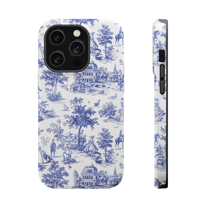 Blue Toile Magnetic Impact-Resistant Cute Phone Case for Iphone 16, iPhone 15 Pro Max Plus 14, 13, 12, 11 Gift for her - Studio40ParkLane