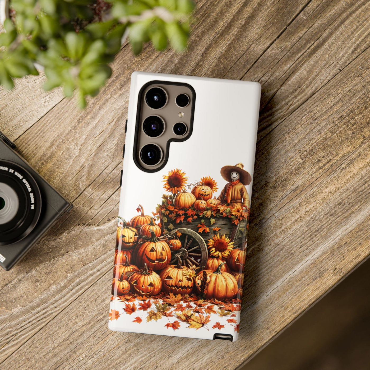 Impact Resistant, Fall Leaves Scarecrow, Cute Phone Cases for Samsung S24, S23, S22, S21, IPhone 15 pro Iphone 14 pro Iphone 13 IPhone 12 Iphone 11