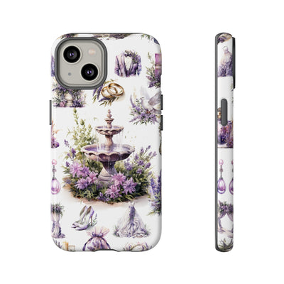 Impact Resistant, Lavender Wedding, Cute Phone Cases for Samsung S24, S23, S22, S21, IPhone 15 pro Iphone 14 pro Iphone 13 IPhone 12 Iphone 11